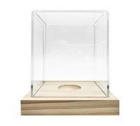 Vitrina acrílica transparente para béisbol con base de madera, caja de almacenamiento para colección de sóftbol y decoración del hogar, estuche de coleccionista de sóftbol a prueba de polvo