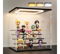Vitrina acrílica transparente para exhibición de figuras Pop Mart, escaparate de almacenamiento Funko Pop con iluminación, a prueba de polvo, vitrina de múltiples capas para coleccionables (5 niveles