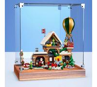 Vitrina acrílica transparente para Lego 10339 Weihnachtsmann Postamt, caja transparente, caja de almacenamiento, caja expositora, compatible con modelo 10339. (solo caja de exhibición) (base de roble