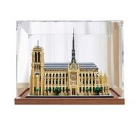 Vitrina acrílica transparente para Lego 21061 Notre Dame de París, caja de almacenamiento transparente a prueba de polvo para colección de bloques de construcción (solo estuche) (base de madera de 3