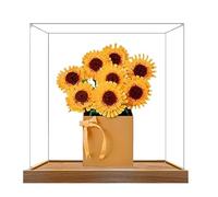 Vitrina acrílica transparente para modelo de girasol Lego 40524, caja transparente, caja de almacenamiento, caja a prueba de polvo (modelo no incluido) (base de madera de 3 mm)