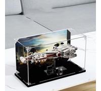 Vitrina acrílica transparente, para modelo Lego 75376 Starships, caja transparente, caja de almacenamiento, caja de exhibición, compatible con modelo 75376. (solo caja de exhibición) (base negra)