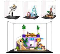 Vitrina acrílica Transparente, Vitrina Expositora para Lego, Colecciones ,Caja de Acrílico para el Hogar para Objetos de Colección (Base Negra, 25x25x25CM)