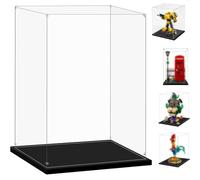 Vitrina acrílica Transparente, Vitrina Expositora para Lego, Colecciones ,Caja de Acrílico para el Hogar para Objetos de Colección (Base Negra, 25x26x36CM)