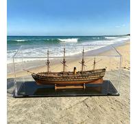 Vitrina acrílica, Vitrina acrílica Grande para maquetas de Barcos: Cubo de plástico Transparente a Prueba de Polvo con Base Negra, Vitrina Transparente para Guardar Objetos de colección y mi