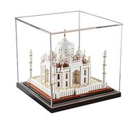 Vitrina acrílica, vitrina compatible con Lego 21056 Taj Mahal Architecture, vitrina transparente a prueba de polvo, regalo (solo vitrina) (base negra de 3 mm)