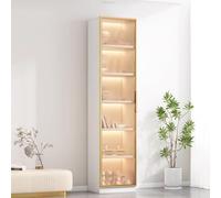 Vitrina alta Curio con puertas de cristal, vitrina decorativa para coleccionables, estante esquinero grande, vitrina transparente para sala de estar y juguetes