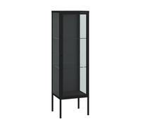 Vitrina borshavisa 1 puerta acero 116x34x30cm transparente negro [en.casa]