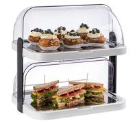 Vitrina Buffet APS "Double Decker" - 2 capós transparentes que se pueden abrir por ambos lados, 2 bandejas de acero inoxidable, 4 baterías de refrigeración, almacenamiento que ahorra espacio - Made in Germany