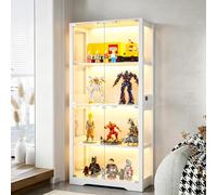 Vitrina con iluminación LED y puertas de cristal, vitrina coleccionable para curiosidades figuras de acción, vitrina de exposición con sensor inteligente, vitrina de 4 capas para salón o oficina
