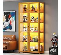 Vitrina de 5 pisos de pie, armarios Curio, estantería con puertas, puertas acrílicas transparentes, vitrina de coleccionista para sala de estar, oficina, libros, sala de juegos (Doble puerta marrón)