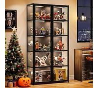 Vitrina de 5 pisos de pie, armarios Curio, estantería con puertas, puertas acrílicas transparentes, vitrina de coleccionista para sala de estar, oficina, libros, sala de juegos (Doble puerta negra)