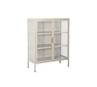 Vitrina de acero y vidrio templado de 2 puertas, 80cm beige - 80x35x102 cm