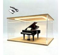 Vitrina de Acrílico Caja Acrílico Transparente Objetos Coleccionables, Iluminada Base Madera, Expositor Grande Figuras Acción Modelos Coches, Funda Protectora Miniaturas(25x20x15cm/10x8x6in)