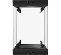 Vitrina De Acrílico con Plato Giratorio Luces LED Caja De Encimera Transparente Organizador De Cubos Soporte Elevador Vitrina De Protección A Prueba De Polvo para Figuras De Acción Juguetes,