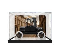 Vitrina de acrílico para modelo 11376 Ford Model T, compatible con Lego, caja de almacenamiento transparente antipolvo (modelo no incluido) (Background Build + espejo)