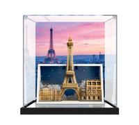 Vitrina de acrílico para modelo 21064 París - City of Love, compatible con Lego, caja de almacenamiento transparente a prueba de polvo (modelo no incluido) (Background Build + espejo)