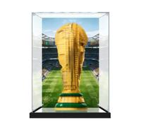 Vitrina de acrílico para modelo 43020 FIFA World Cup compatible con Lego, caja de almacenamiento transparente a prueba de polvo (modelo no incluido) (Background Build + espejo)