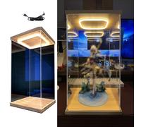 Vitrina de Acrílico Vitrina Acrílica LED - 10/15/20/25/30/35/40/50/60 Cm de Altura Caja Transparente para Guardar Figuras, Organizador de Trofeos, Maquetas de Coches, Curiosidades Y Objetos de Colecci