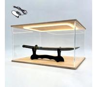 Vitrina de Acrílico Vitrina Acrílico Iluminación LED Espadas Figuras, Vitrina Transparente Prueba Polvo Miniaturas Objetos Colección, Longitudes 10/15/20/25/30/35/40/60cm(40x30x40cm/16x12x16in)