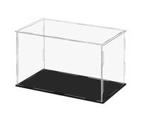 Vitrina de acrílico,Vitrina,acrílico Transparente con Base Negra,Caja de Trabajo para Figuras Pop Los Juguetes coleccionables Necesitan Quitar la película Protectora (9.84x3.9x6 Pulgadas: 25x10x15cm)