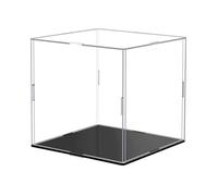 Vitrina de acrílico,Vitrina,acrílico Transparente con Base Negra,Caja de Trabajo para Figuras Pop Los Juguetes coleccionables Necesitan Quitar la película Protectora (6x6x6 Pulgadas: 15x15x15cm)