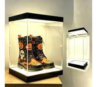 Vitrina de Acrílico Vitrina de Acrílico Transparente con Luz LED, Vitrina Almacenamiento Múltiples Miniaturas Cascos Béisbol, Caja Almacenamiento Rectangular Grande Montaje(60x60xH60cm/24x24x24in)