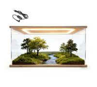 Vitrina de Acrílico Vitrina Grande Y Alargada Miniaturas con Luz, Vitrina Acrílica A Prueba Polvo con Puerta, Vitrina LED para Guardar Objetos Coleccionables, Figuras(45x25x25cm/18x10x10in)