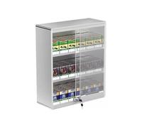 Vitrina de Aluminio para Cigarrillos, para Montar en la Pared, con Cerradura, Caja de cerillas y Soporte para pitilleras, para Tiendas y supermercados (44,5 x 17,3 x 60 cm)