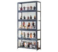 Vitrina de Colección, Marco de Bambú Natural, Vitrina de Colección de Acrílico, Antipolvo, Adecuado para Uso Doméstico y de Oficina (5-floors-80cm, Black)