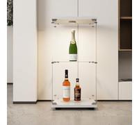 Vitrina de cristal con 2 estantes, Armadura de cristal, mueble vitrina de cristal con LED y puertas, vitrina de exposición de cristal templado, vitrina de cristal con cerradura, 40,3 x 36,5 x 86,2 cm