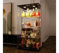 Vitrina de Cristal Con 4 Estantes, 164 x 81 x 37 cm, Mueble Para Colección Con LED y Puertas, Transparente Armadura de Cristal (Doble Puerta Con Luz, Ferroso A)