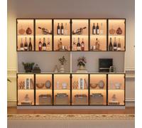 Vitrina de cristal con control de aplicación LED, color blanco, 240 x 34 x 200 cm, 12 puertas