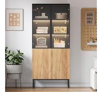 Vitrina de cristal con iluminación LED y USB, vitrina estante de pie con puerta de cristal y estantes, armario de colección moderno de vidrios, LED armario de almacenamiento para salón de oficina