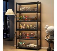 Vitrina de cristal con luces LED y cerradura, vitrina alta para coleccionables, libros y objetos de valor, solución de almacenamiento premium para sala de estar, oficina y dormitorio