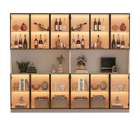 Vitrina de cristal de 240 cm de ancho con iluminación LED y control por aplicación - vitrina de pie con 12 puertas de cristal y cierre suave, armario vitrina de MDF blanco, armario de salón con