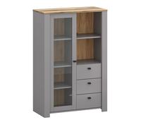 Vitrina De Cristal Latour Vitrina De Pie 90x42x135cm Gris Roble Delano