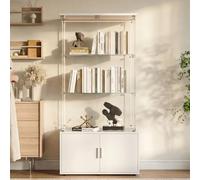 Vitrina de cristal LED de 3 niveles con cerradura de almacenamiento, 164 x 35 x 78,5 cm, perfecto para coleccionables, moderno, cristal curioso con puerta, elegante decoración del hogar.