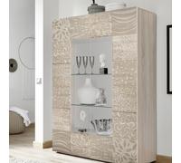 Vitrina de cristal MIRO de 2 puertas, color roble