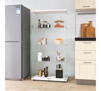 Vitrina de Cristal Moderna con Armario de Colección de Cuatro Capas, 2 Puertas y Cerradura, 5 mm Vidrio Templado Transparente para Sala de Estar, Dormitorio