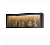 Vitrina de Cristal para Pared, Almacenamiento para despensa con Puertas e iluminación, Armario Colgante sin Necesidad de Taladro para Cocina y baño.