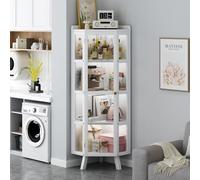 Vitrina de cristal transparente con puertas para escaparate y almacenamiento, estantería alta para colecciones Curio, armario de almacenamiento grande para el hogar u oficina