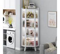 Vitrina de cristal, vitrina de cristal con puertas, estantería alta para almacenamiento, unidad de exhibición blanca grande