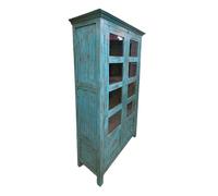 Vitrina de madera acabado artesanal azul 110x45x180h cm