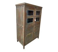 Vitrina de madera acabado artesanal marrón 102x56x155h cm