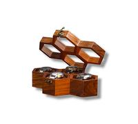Vitrina de madera premium con 4 compartimentos para relojes: caja artesanal para hombre, vitrina vintage de panal, cojines de terciopelo hechos a mano, regalo para el Día del Padre para coleccionistas