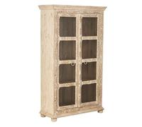 Vitrina de madera tallada acabado artesanal blanca 106x43x180h cm