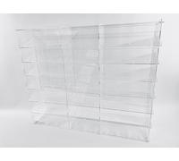 Vitrina de metacrilato, Expositor de metacrilato para Coches Slot, Colecciones, Vitrina expositora de acrílico Transparente, con estantes y Puerta Antipolvo, Medidas 70x85x16 cm (altoxanchoxfondo)