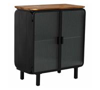 Vitrina de metal, madera y vidrio 2 puertas 72x37x81h cm - negro