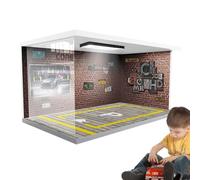 Vitrina De Modelo De Coche Garaje,Vitrina De Garaje - Expositor para modelos de coches coleccionables, luces de escaparate - Vitrina de exposición de coche, modelo de escena de garaje, pantalla d